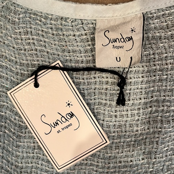 Sunday st tropez - Made in France - Woven Linen Short Sleeve Poncho One Size - Picture 6 of 14